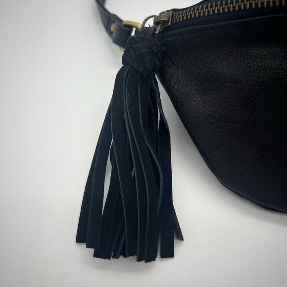 ASOS Black Vegan Leather Fanny Pack Cross Body Bag OS Tassel Adjustable - Picture 9 of 9